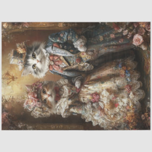 Decoupage Anthropomorphe Viktorianische Katzen Seidenpapier