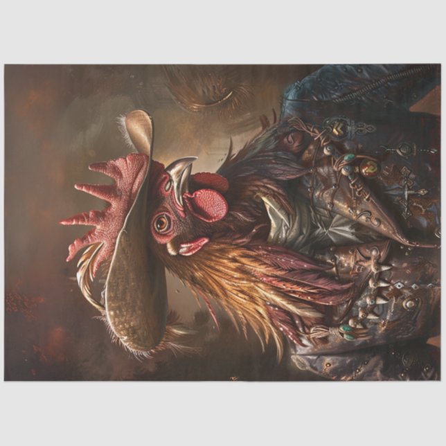 Decoupage Anthropomorpher Rooster Western Hat Seidenpapier (Vorderseite)