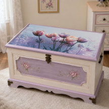 Decoupage aus rosafarbenem Lavendel-Tulpen-Garten