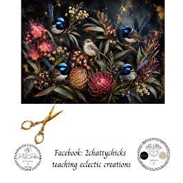 Decoupage Australischer Feenzaunkönig & Garten Seidenpapier