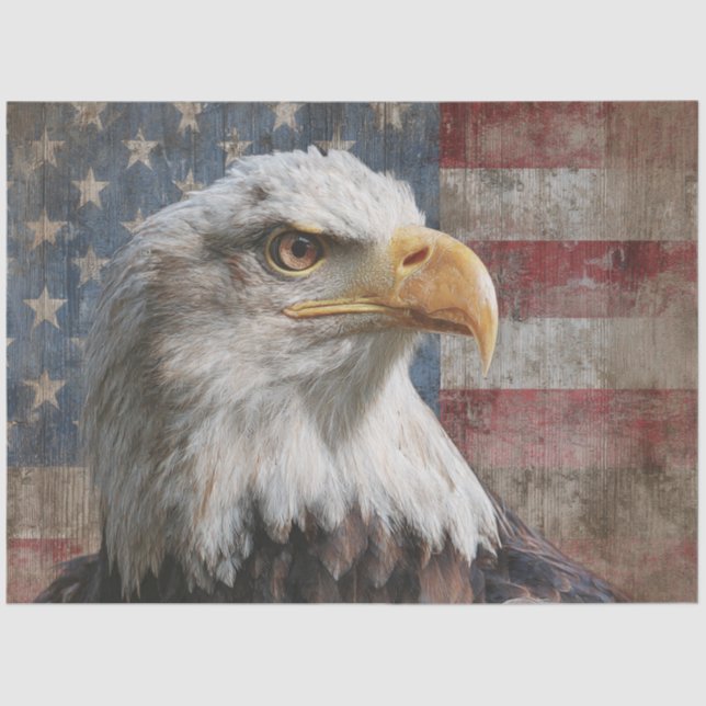 Decoupage Bald Eagle Weathered American Flag Seidenpapier (Vorderseite)