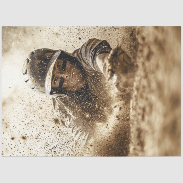 Decoupage Baseball Player Sliding Zuhause Seidenpapier (Vorderseite)