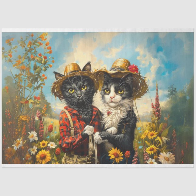 Decoupage Bauer & Mrs Cat Rusty und Daisy Seidenpapier (Vorderseite)