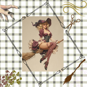 Decoupage Beautiful Hexenflying Broomstick Spitze Seidenpapier