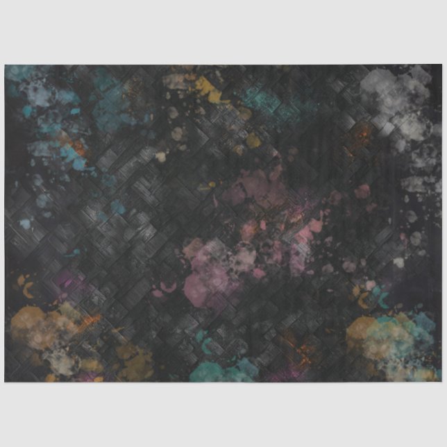 Decoupage Black Textured Imitats Lila, Gelb, Aquam Seidenpapier (Vorderseite)