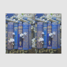 Decoupage Blue Book Spines & Blosses Seidenpapier