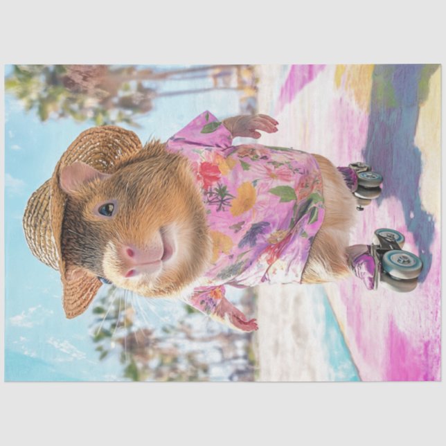 Decoupage Brown White Otter Skaten am Ocean Seidenpapier (Vorderseite)