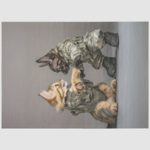 Decoupage Cat Hund Uniform Holding Paws Seidenpapier