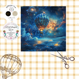 Decoupage Celestial Night Sky Hot Air Ballon Seidenpapier
