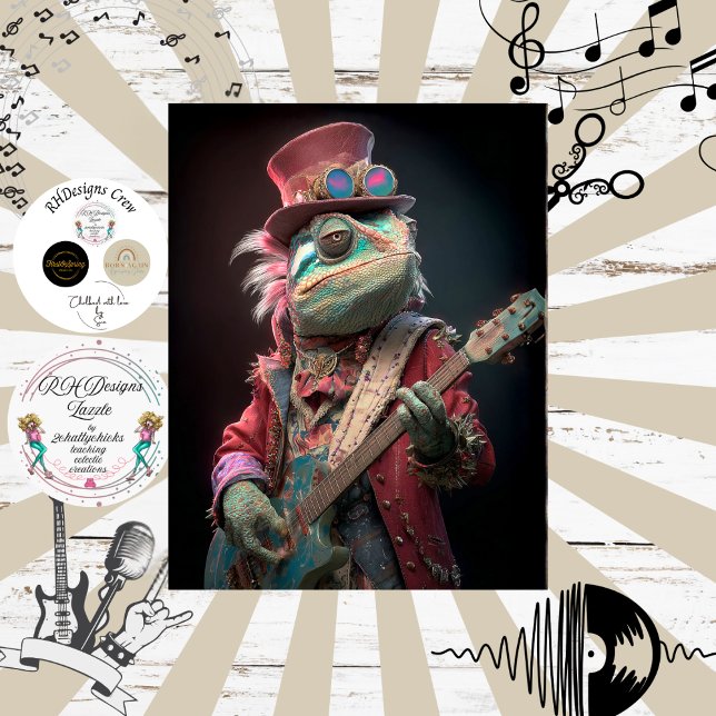Decoupage Chameleon Rock Fur Feather Funk Band Seidenpapier (Von Creator hochgeladen)