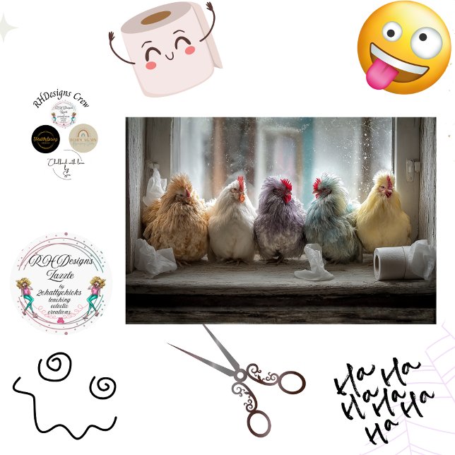 Decoupage Chicken Window Seat Tissue Humor  Seidenpapier (Von Creator hochgeladen)