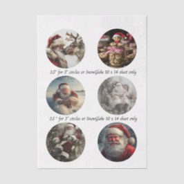 Decoupage Christmas Designs for Snow Globe 3.5" Seidenpapier