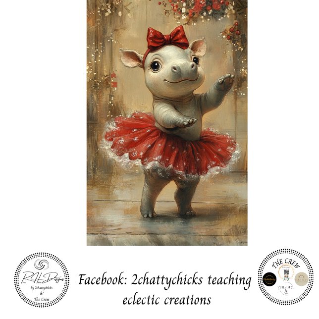 Decoupage Christmas Hippo Ballerina Whimsical Seidenpapier (Von Creator hochgeladen)