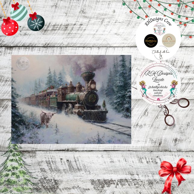 Decoupage Christmas Nostalgic Steam Motor Train Seidenpapier (Von Creator hochgeladen)