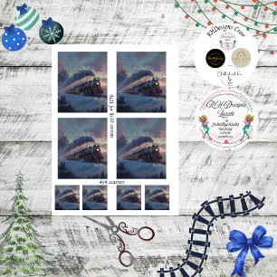 Decoupage Christmas Train Winter Scene Irland Seidenpapier