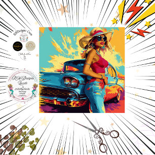 Decoupage Classic Car Chic Poster Seidenpapier