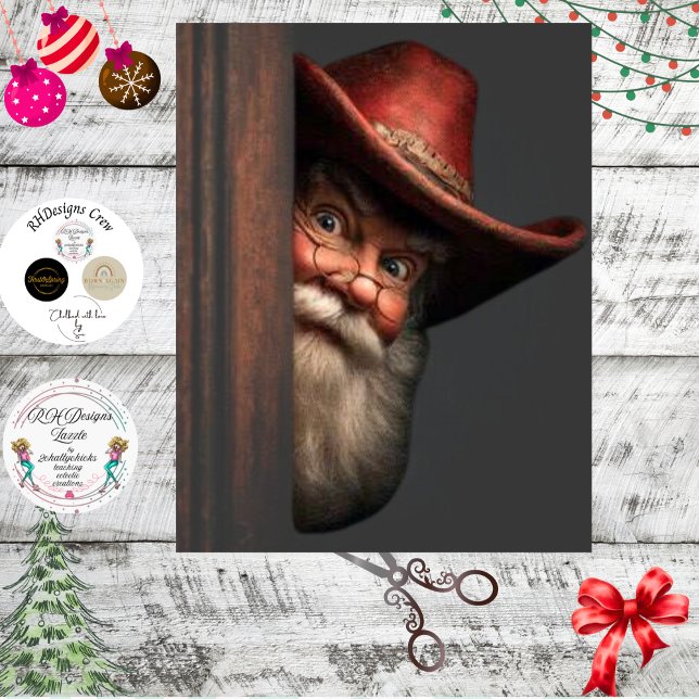 Découpage-Cowboy-Santa späht unartig brav Seidenpapier (Von Creator hochgeladen)