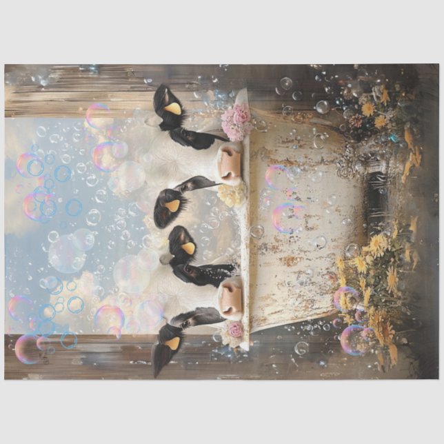 Decoupage Cows Blase Bath Antique Bath Tub Seidenpapier (Vorderseite)