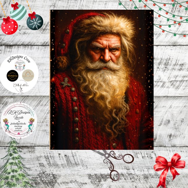 Decoupage Crimson Dramatic Santa Portrait  Seidenpapier (Von Creator hochgeladen)