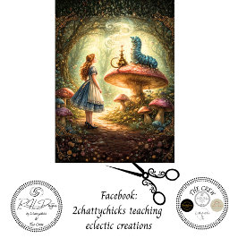 Decoupage Curious Girl Mystical Caterpillar Seidenpapier