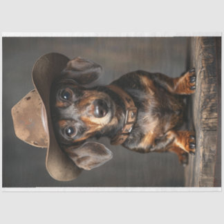 Decoupage Dackel Sheriff Hund auf dem Bereich Seidenpapier