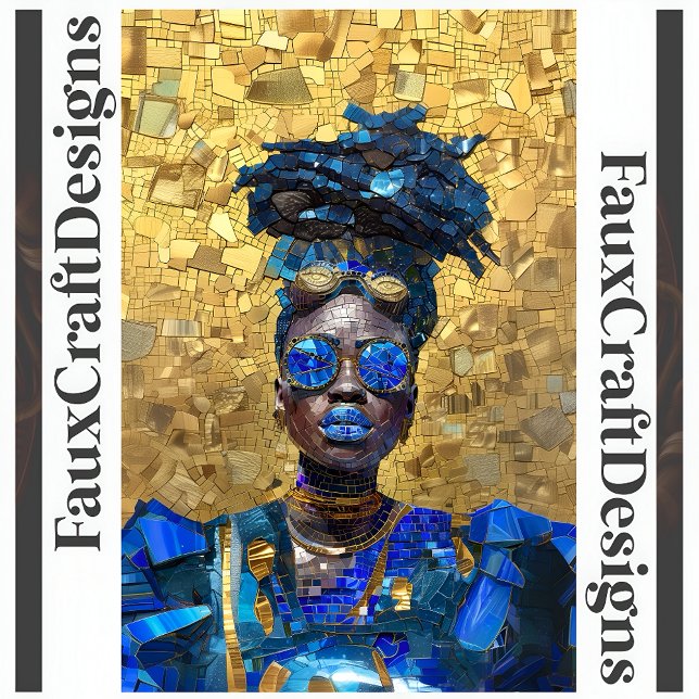 Decoupage Dark Skin Blue Lip Frauen Imitate Mosaik Seidenpapier (Von Creator hochgeladen)