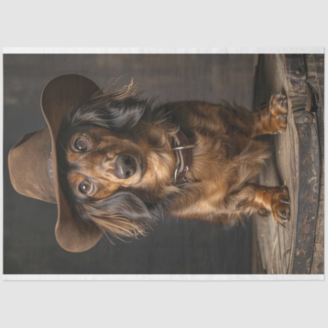 Decoupage Dashaud the Cowboy Canine Seidenpapier (Vorderseite)