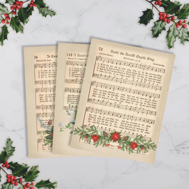 Découpage de la feuille de musique de Noël - Set 1 (Vintage Christmas Sheet Music Wrapping Paper)
