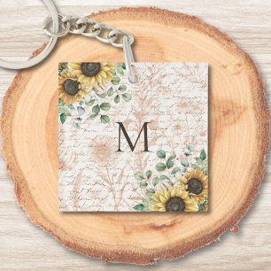 Découpage de tournesol rustique Vintage monogramme