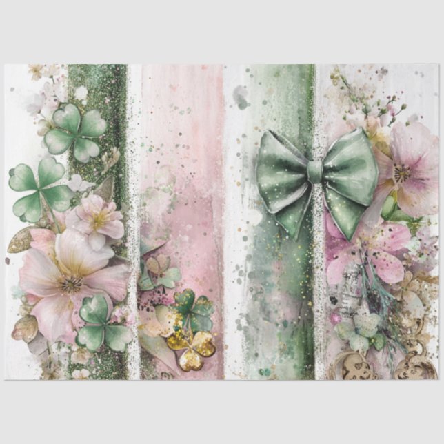 Decoupage Digital Collage Irish Clover Seidenpapier (Vorderseite)