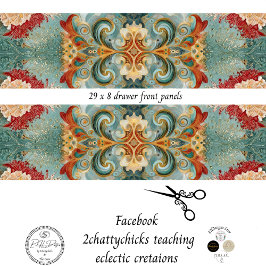 Decoupage Drawer Front 29x8 Mixed Media  Geschenkpapier Set