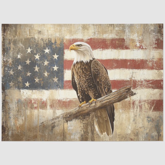Decoupage Eagle Flag Soaring In Spirit 4th July Seidenpapier (Vorderseite)