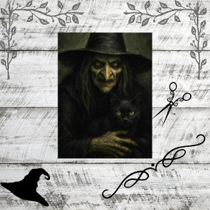 Decoupage Eerie Classic Hexe & Black Cat Seidenpapier