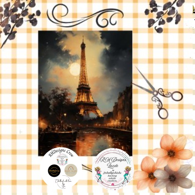 Decoupage Eiffel Tower Paris Nightscape Seidenpapier (Von Creator hochgeladen)