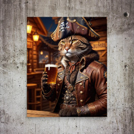 Decoupage - Eine Piratenkatze trinkt Bier - Seidenpapier