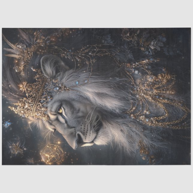 Decoupage Elaborate Lion Golden Crown Royale Seidenpapier (Vorderseite)