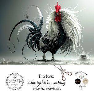 Decoupage Elaborate Rooster Long White Feathers Seidenpapier