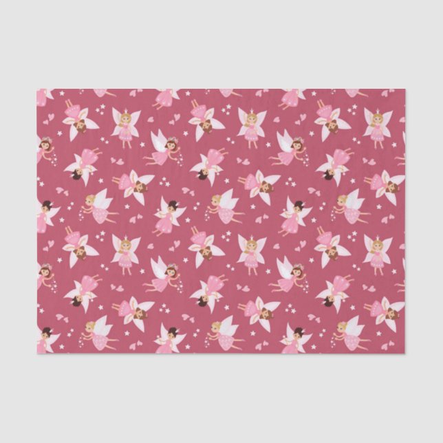 Decoupage Fairy Birthday Party Pink Seidenpapier (Vorderseite)