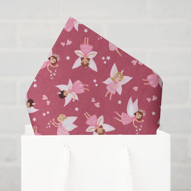 Decoupage Fairy Birthday Party Pink Seidenpapier (Geschenktüte)