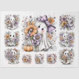Decoupage Fall Floral Ghosts - Mehrere Größen Seidenpapier