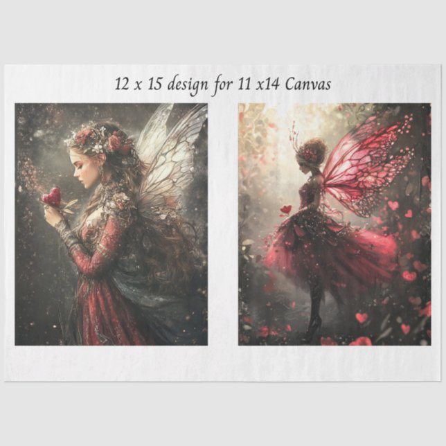 Decoupage Fantasy Fairies Red for 11x14 Canvas  Seidenpapier (Vorderseite)