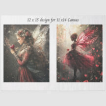 Decoupage Fantasy Feen Rot für 11x14 Leinwand