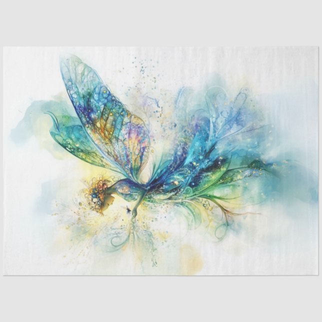 Decoupage Fantasy Watercolor Fairy Seidenpapier (Vorderseite)