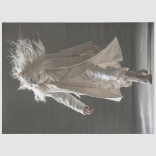 Decoupage Fashion Show White Cat White Outfit Seidenpapier
