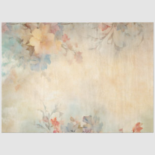 Decoupage Floral Tan Vermillion Blassgelbes Blau   Seidenpapier