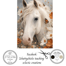 Découpage Florales Weißes Pferd Porträt Equine Seidenpapier
