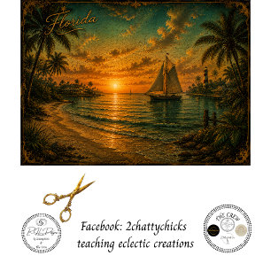 Decoupage Florida Sonnenuntergang Leuchtturm & Seg Seidenpapier