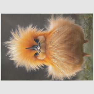 Decoupage Fluffy Bright Orange Bird Seidenpapier