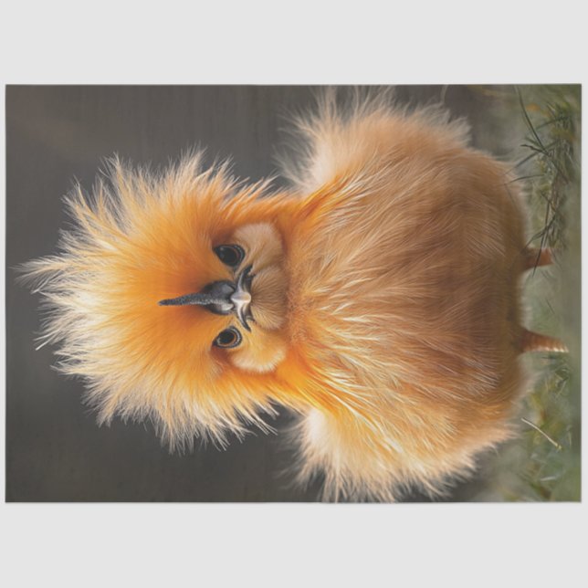 Decoupage Fluffy Bright Orange Bird Seidenpapier (Vorderseite)