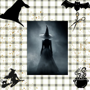 Decoupage Foggy Witch Silhouette Halloween Seidenpapier